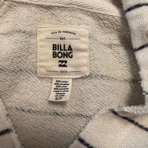Billabong hoodie, cream with navy stripes, S - Picture 3 of 4